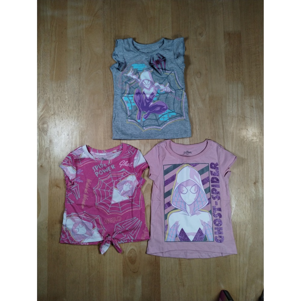 Marvel Spiderman Girls 2T T-Shirt 3-Pack Bundle Gwen Stacy Pink Grey 2T